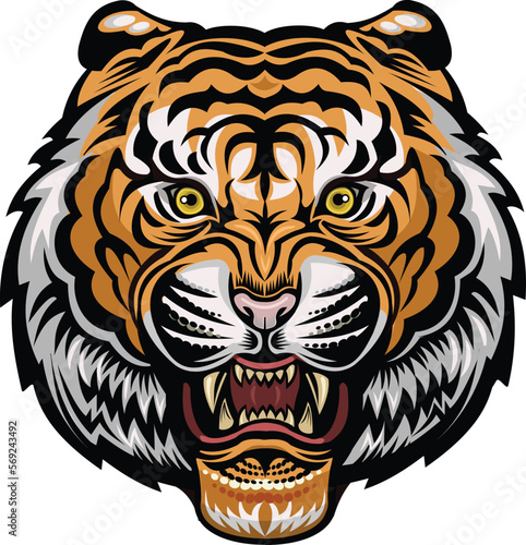 The Tiger Face Color Tattoo
