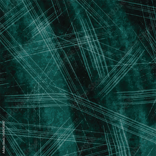 Dark green textured scratch line decoration. Vector grunge background isolated on square template for social media template, paper and textile scarf print, wrapping paper, poster.