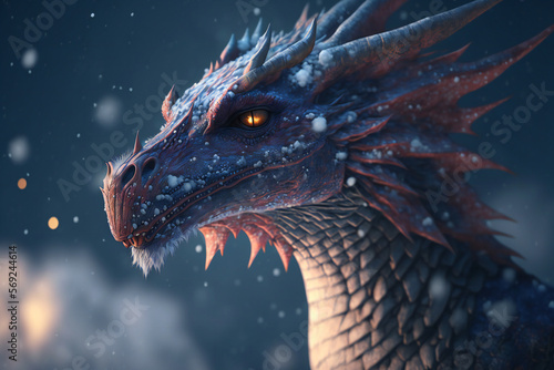 Ice Dragon - Mythology creature - fantasy illustration - wyvern - Generative AI © The_AI_Revolution
