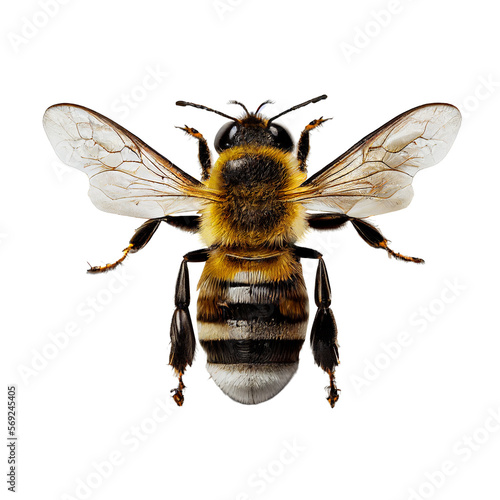 Photographie honey bee topview isolated on transparent background cutout