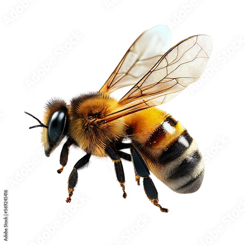 Fotobehang honey bee walking isolated on transparent background cutout