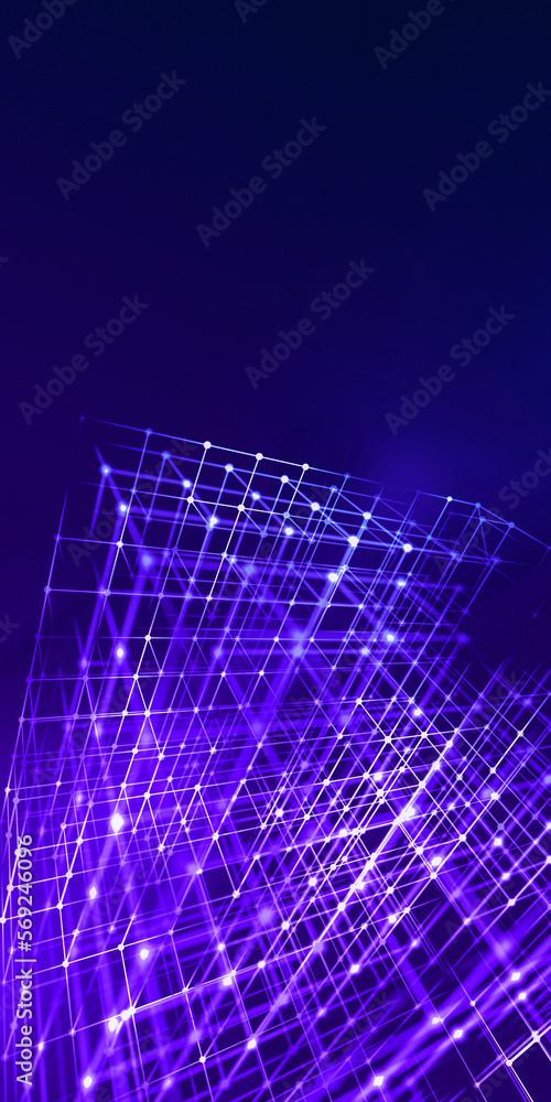Obraz premium Abstract cube-shaped dots connection background.