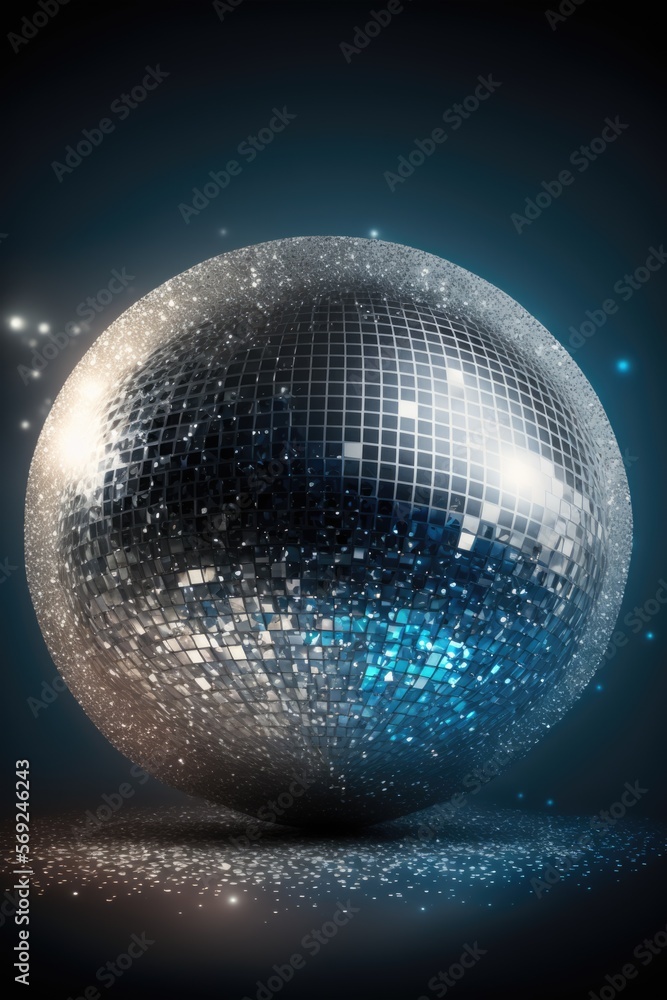Obraz premium Disco ball with light spots over black background created using generative ai technology