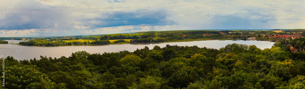 view of Krakow am See. Lakes landscape with dense forests on the shore. Vacation view of Krakow am See. Lakes landscape with dense forests on the shore. Vacation