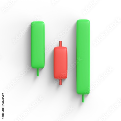 candle stick pattern Bearish stick sandwich. forex stock or crypto trading. inverse and reversal pattern to bearish graph. tutorial investment concept. 3d render isolated on white background.