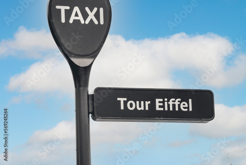 Taxi and Tower Eiffel signs