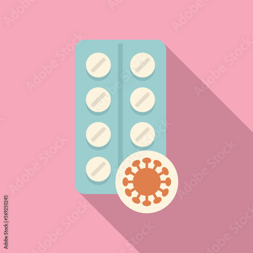 Antibiotic blister icon flat vector. Bacteria drug. Resistant medicine