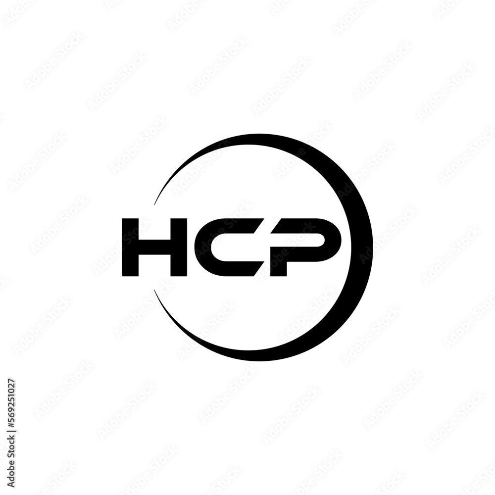 HCP letter logo design with white background in illustrator, cube logo, vector logo, modern alphabet font overlap style. calligraphy designs for logo, Poster, Invitation, etc.
