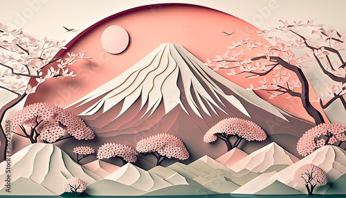 Mount Fuji Papercut Art