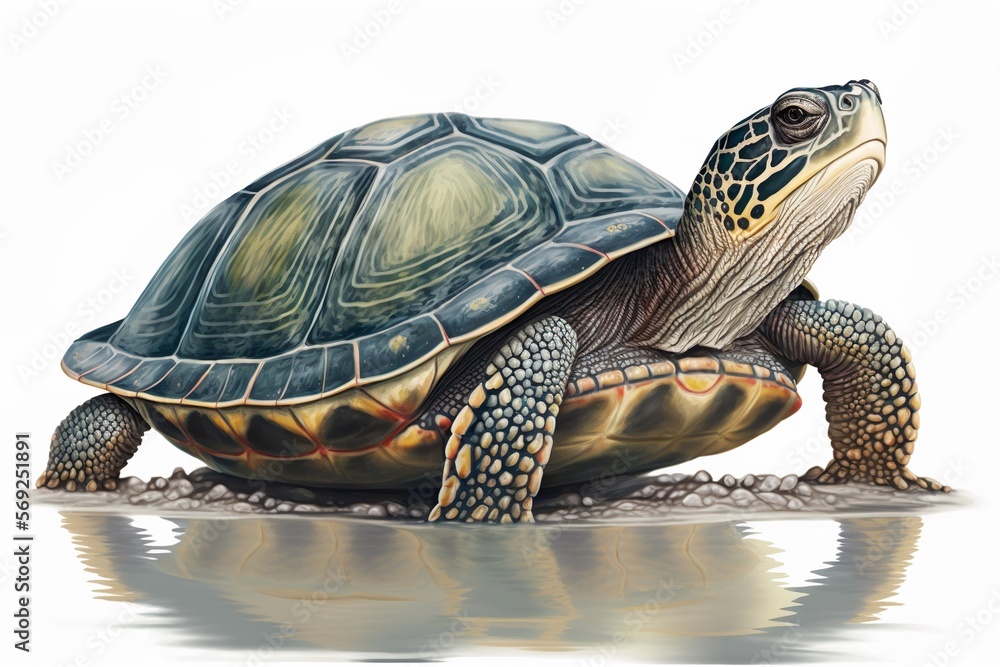 Naklejka premium Turtle in white background