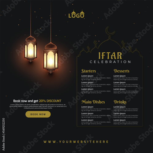 Traditional and Cultural ramadan kareem iftar menu Design