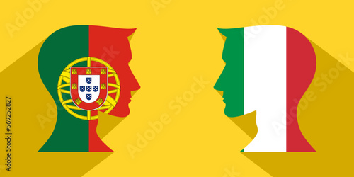 face to face concept. portugal vs italy. vector illustration