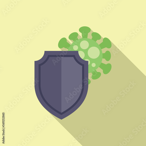 Antibiotic shield icon flat vector. Bacteria drug. Virus resistant