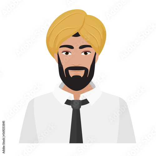 Arabian businessman in turban. Muslim people in national clothes vector cartoon illustration photo