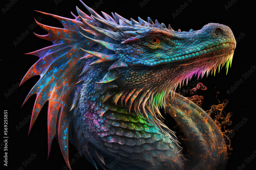 Obraz premium Water Dragon - Mythology creature - fantasy illustration - wyvern - Generative AI