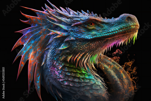 Water Dragon - Mythology creature - fantasy illustration - wyvern - Generative AI © The_AI_Revolution