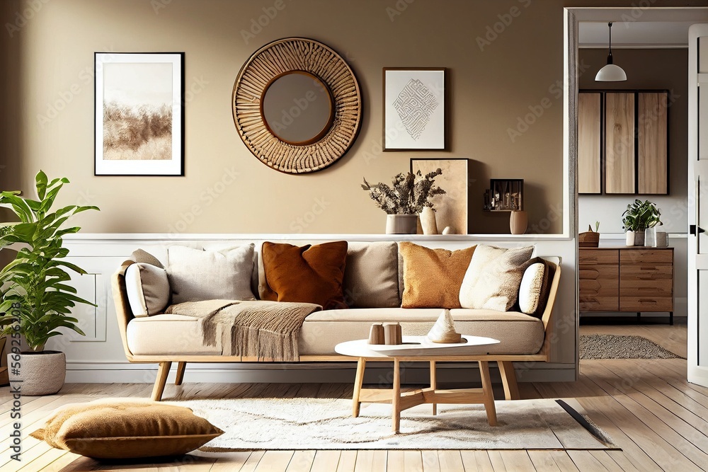 Warm and Welcoming Living Room Interior with a Cozy Composition and ...