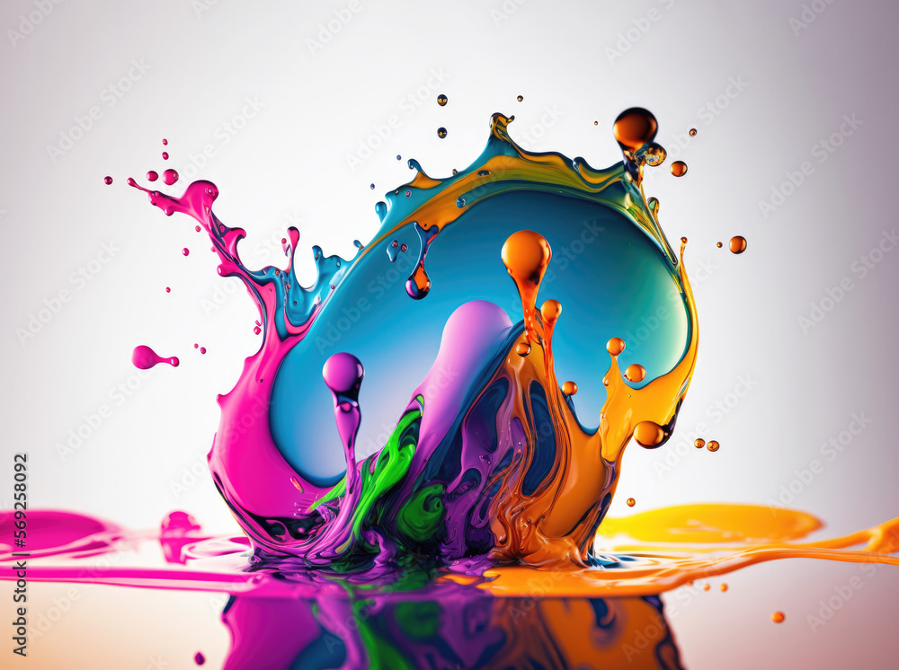 Fototapeta premium colorful liquid splash isolated from the background, generative ai