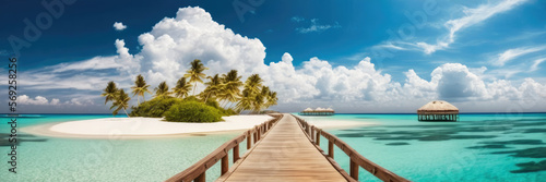 A wooden jetty on a beautiful tropical island, generative ai © Miquel