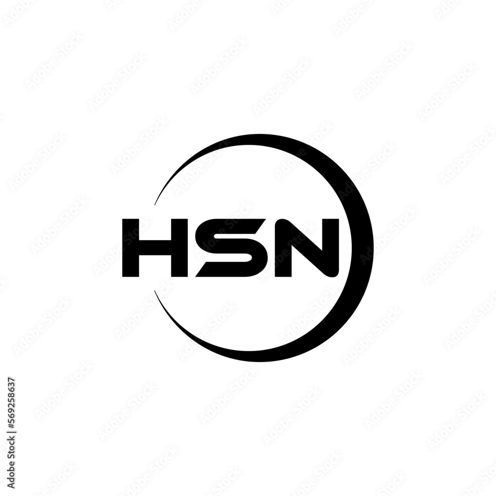 HSN letter logo design with white background in illustrator, cube logo ...