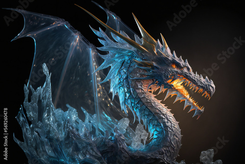 Dragon - Mythology creature - fantasy illustration - wyvern - Generative AI