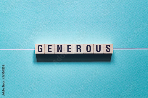 Photography Generous - word concept on cubes