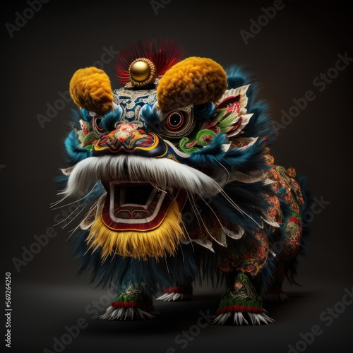 chinese lion dance, new year, lion head, china dragon, lucky, generative by AI © nishihata