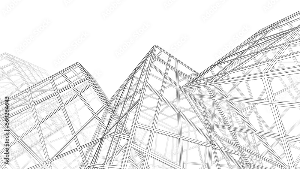 Abstract geometric structure on white background