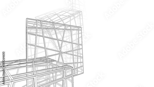 Abstract geometric structure on white background