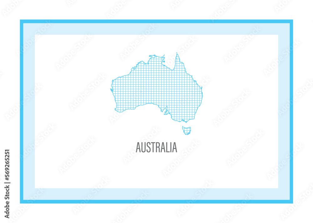 Obraz premium MAP VECTOR LINE ART WITH BLUE COLOR. AUSTRALIA, INDIA, CHINA, BRAZIL, USA, MEXICO, GREENLAND, MIDDLE EAST, ARGENTINA, AFRICA