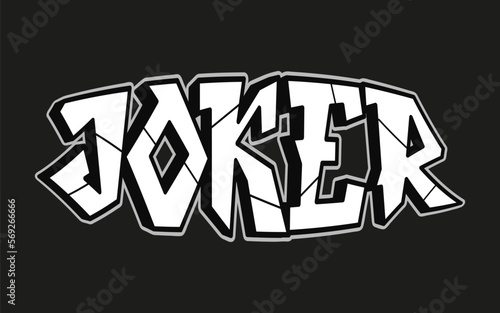 Joker word trippy psychedelic graffiti style letters.Vector hand drawn doodle cartoon logo Joker illustration. Funny cool trippy letters, fashion, graffiti style print for t-shirt, poster concept