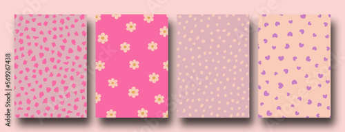 Retro Collection of abstract organic floral posters, Trendy vintage 70s style. Y2k aesthetic.