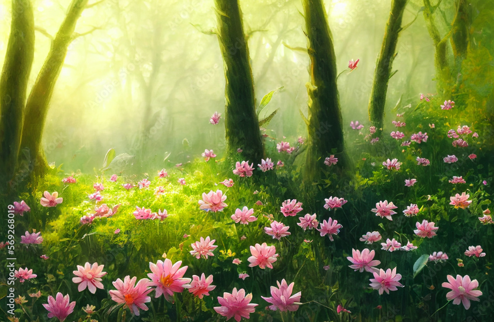 Fototapeta premium Spring morning in the forest