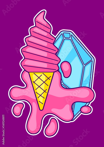 Print with fashion girlish items. Colorful teenage illustration. Creative girls symbols in cartoon style.