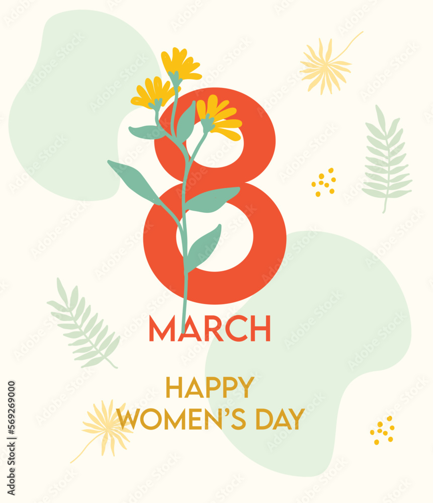 Naklejka premium Happy March 8 International Women's Day 