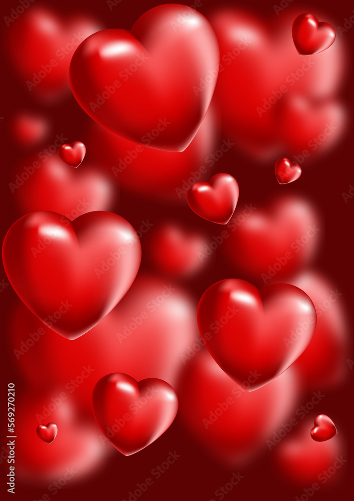 valentine's day poster. illustration. 3d red hearts with place for text. Cute love banners, vouchers or greeting cards.
