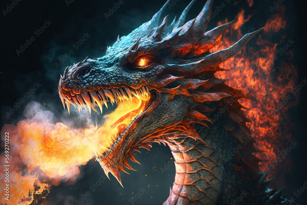 Dragon - Mythology creature - fantasy illustration - wyvern - Generative AI Dragon - Mythology creature - fantasy illustration - wyvern - Generative AI