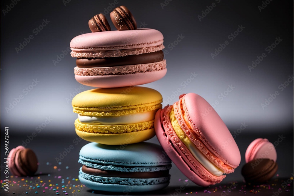 stack of macarons sitting on top of each other. generative ai. Stock ...