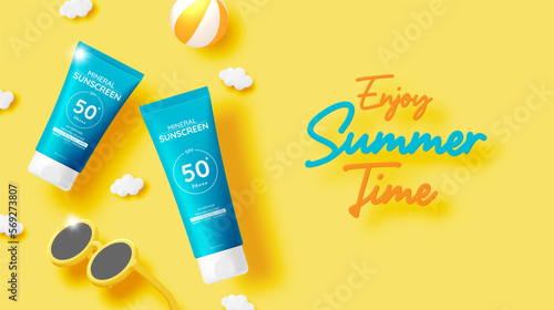 Protection cosmetic products design,sunscreen and sunbath