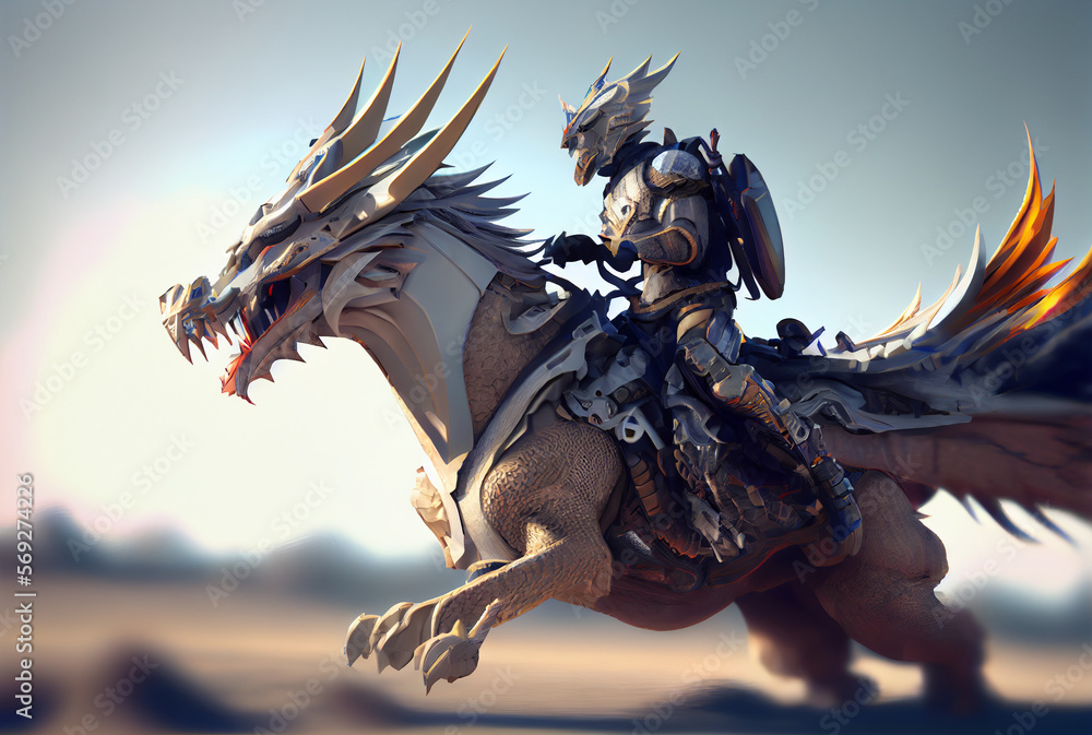 3d render, dragon rider, fantasy, epic, flying, mythical creature ...
