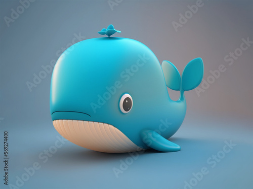 AI Generated: 3D Children's Story Style Whale photo