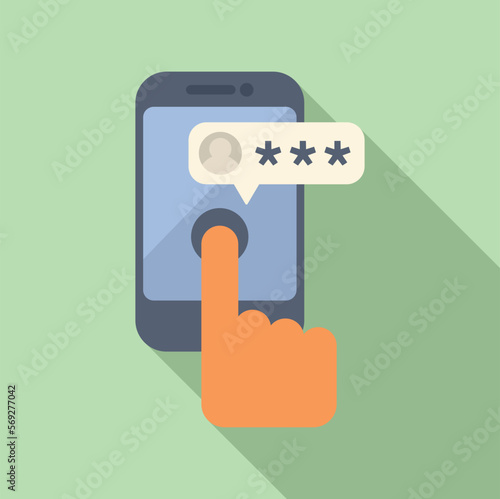 Phone password protection icon flat vector. Personal login. Laptop screen