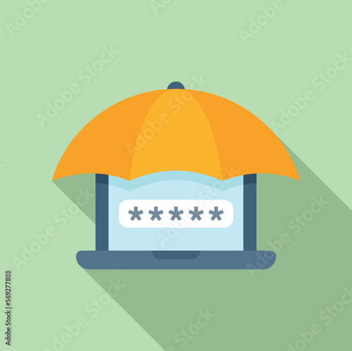 Laptop password protection icon flat vector. Personal login. Mobile account