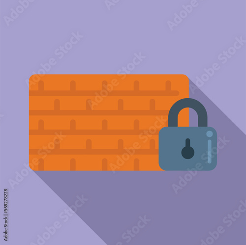 Wall password protection icon flat vector. Personal mobile. App cyber