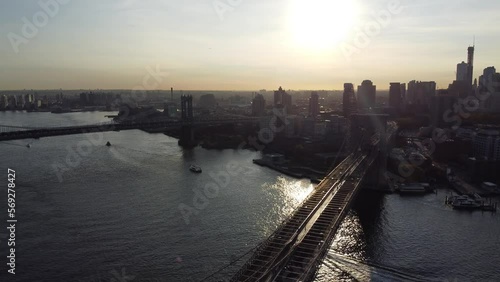 Wallpaper Mural Sunrise over Manhattan Bridge Aerial View Torontodigital.ca
