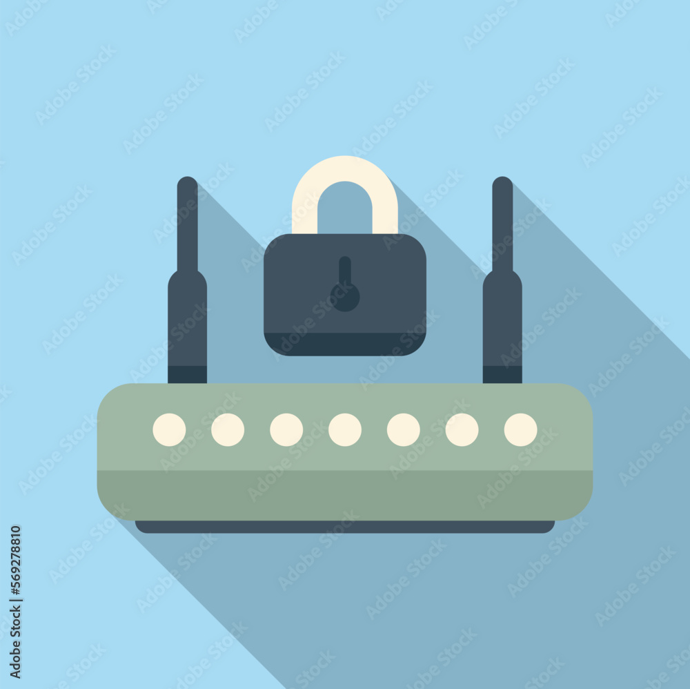 Wifi router password protection icon flat vector. Login mobile. Cyber screen Wifi router password protection icon flat vector. Login mobile. Cyber screen