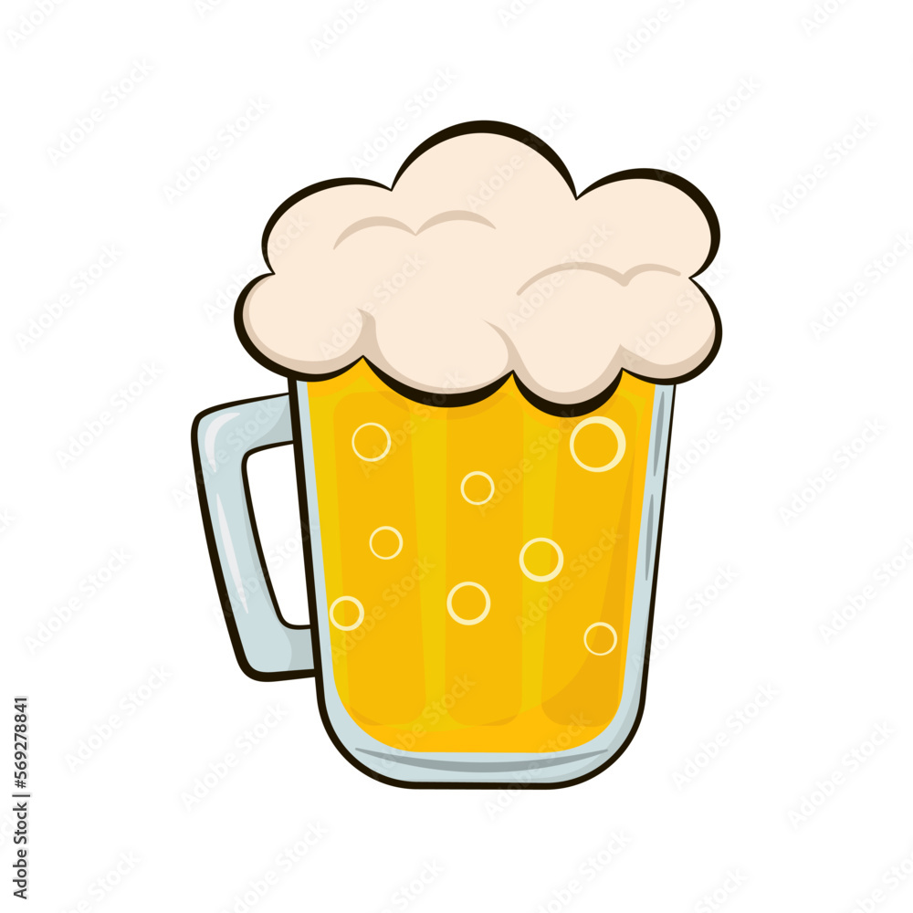Mug of beer in cartoon style isolated on white background Mug of beer in cartoon style isolated on white background