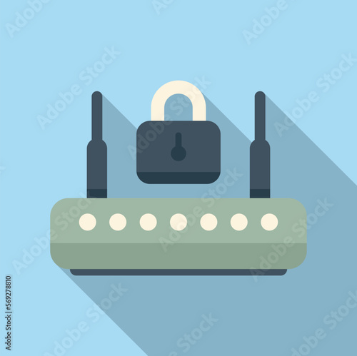 Wifi router password protection icon flat vector. Login mobile. Cyber screen