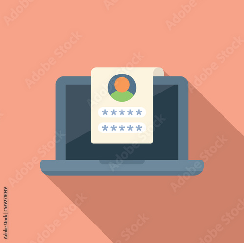 Login password protection icon flat vector. Screen account. Mobile account