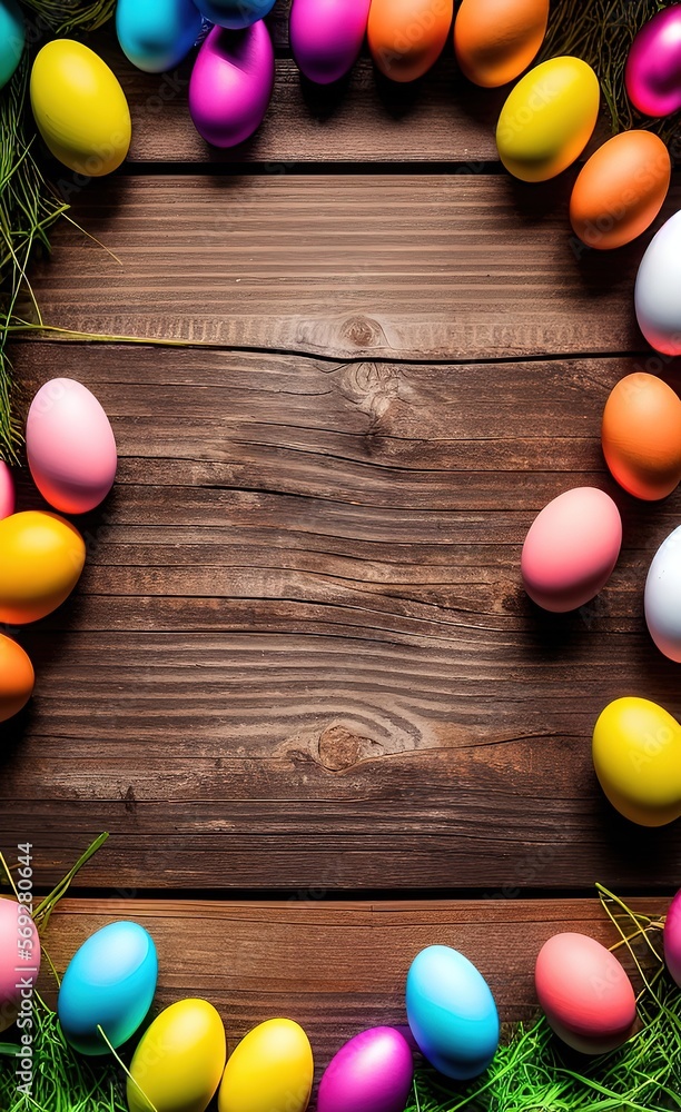 Colorful Easter eggs on background.Pastel Easter eggs